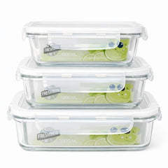 Airtight Glass Food Storage Dish – 400 ml, 630 ml & 1000 ml Fresh Lock Containers