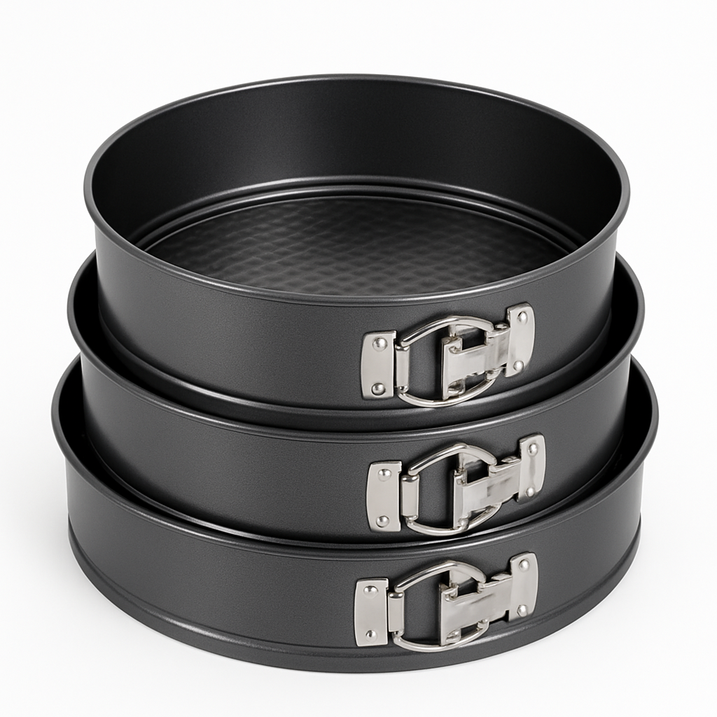 3-Piece Round Cake Baking Pan Set – Non-Stick Springform Tins
