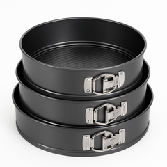 3-Piece Round Cake Baking Pan Set – Non-Stick Springform Tins