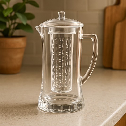 Diamond-Design Clear Glass Jug – Premium  Heavy Base Beverage Server