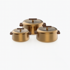 3-Piece Stainless Steel Hot Pot Set – Insulated Casserole Set (Gold Finish)