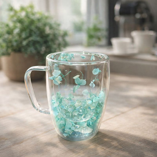 Decorative Double-Wall Glass Coffee Mug – Transparent Heat-Resistant Tea Cup