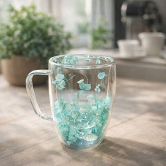 Decorative Double-Wall Glass Coffee Mug – Transparent Heat-Resistant Tea Cup