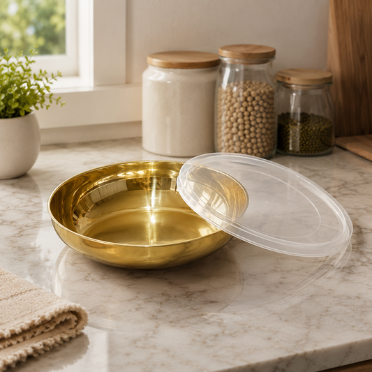 Golden Food Bowl with Cover