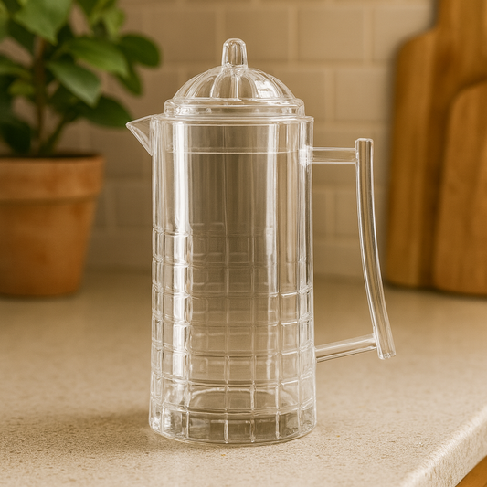 Break-Design Clear Glass Jug – Premium Heavy-Base Beverage Server
