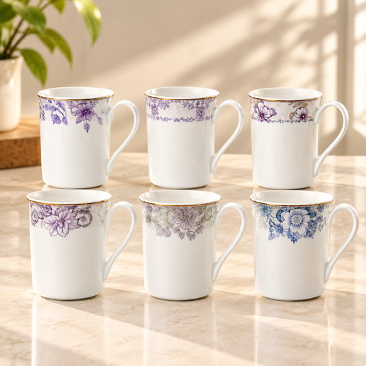 Pack Of 6 Assorted Design  | Floral Ceramic Coffee & Tea Mug