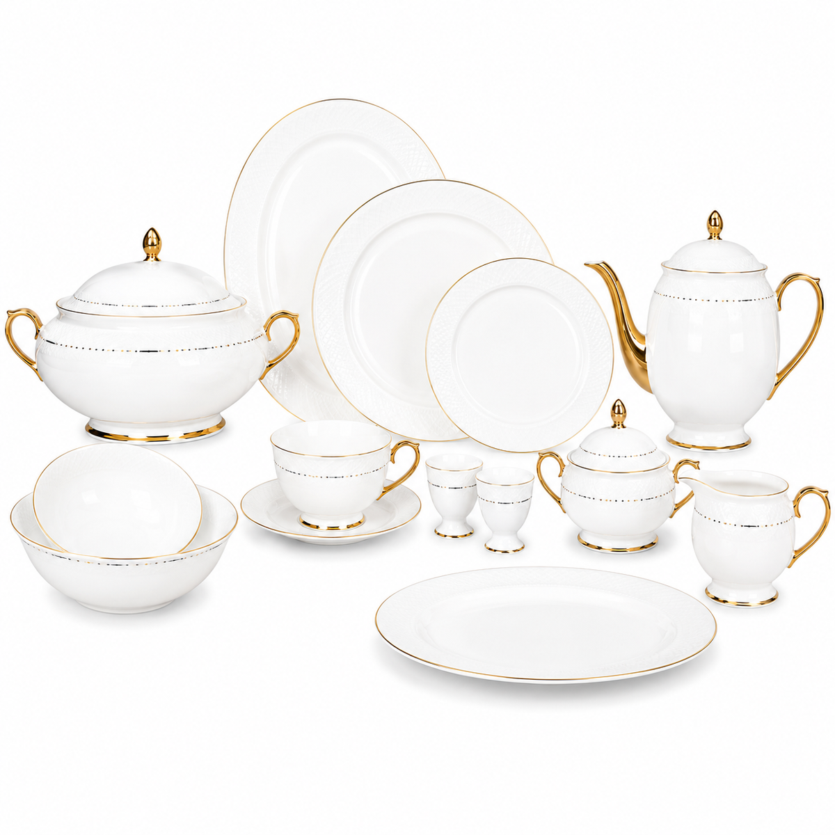Opulent 65-Piece Dinner Set | Complete Dinnerware & Serving Collection