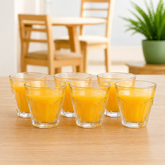 Faceted Clear Tumbler Glass Set 240 ml – Premium Everyday Drinkware (6 Pcs)