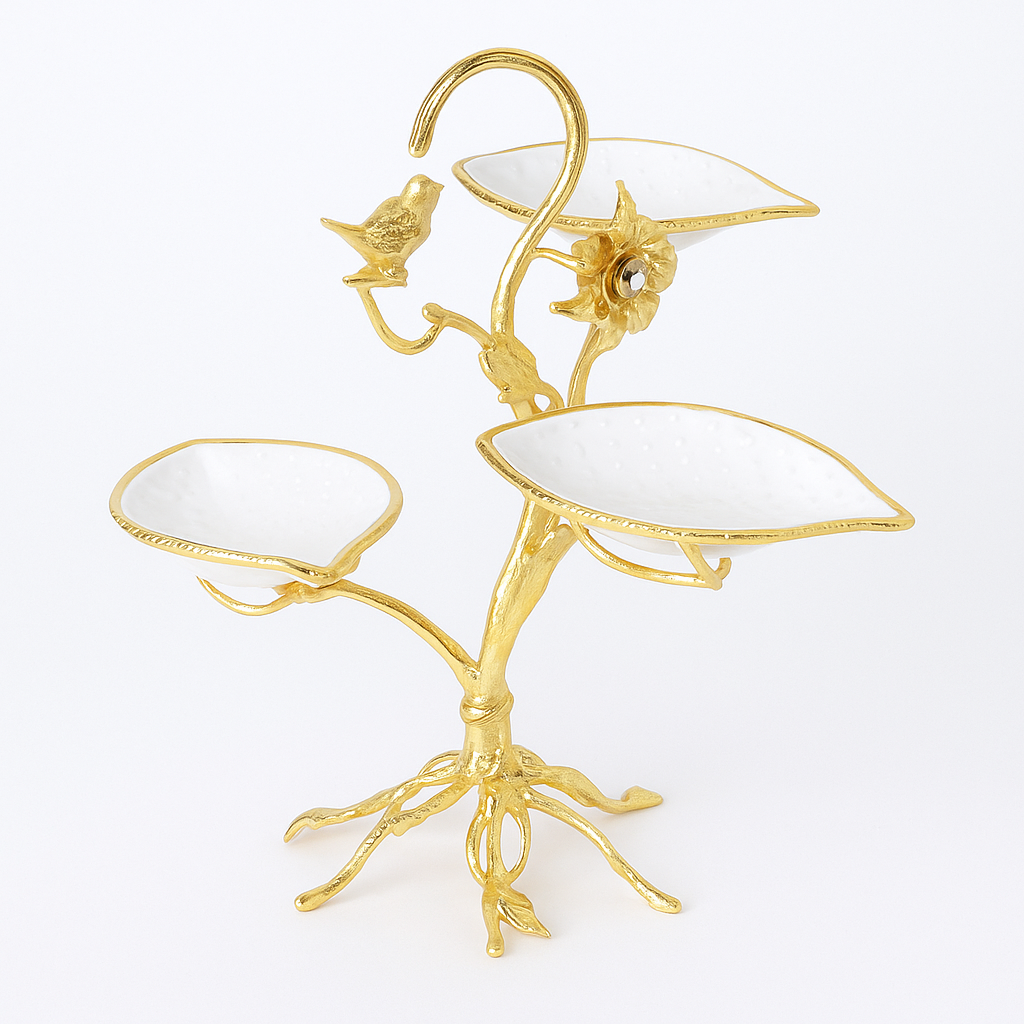 Elegant Gold Leaf 3-Tier Platter Stand
