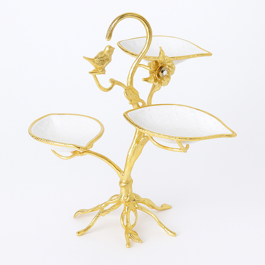 Elegant Gold Leaf 3-Tier Platter Stand