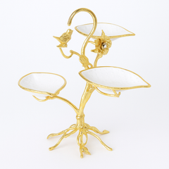 Elegant Gold Leaf 3-Tier Platter Stand