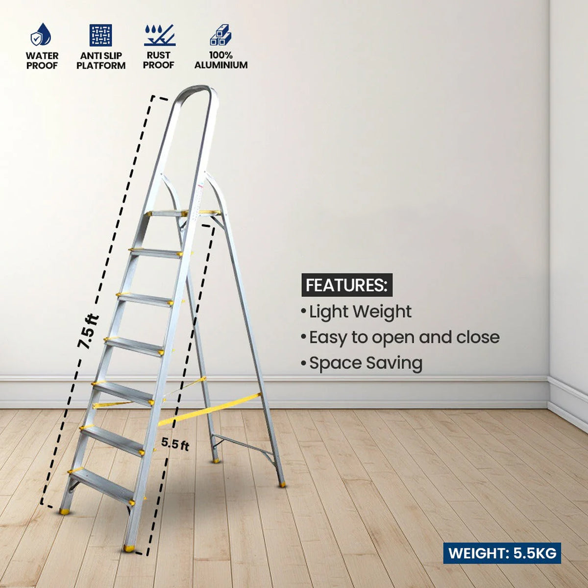 Lucky Home 7 Step Aluminum Ladder LP 7