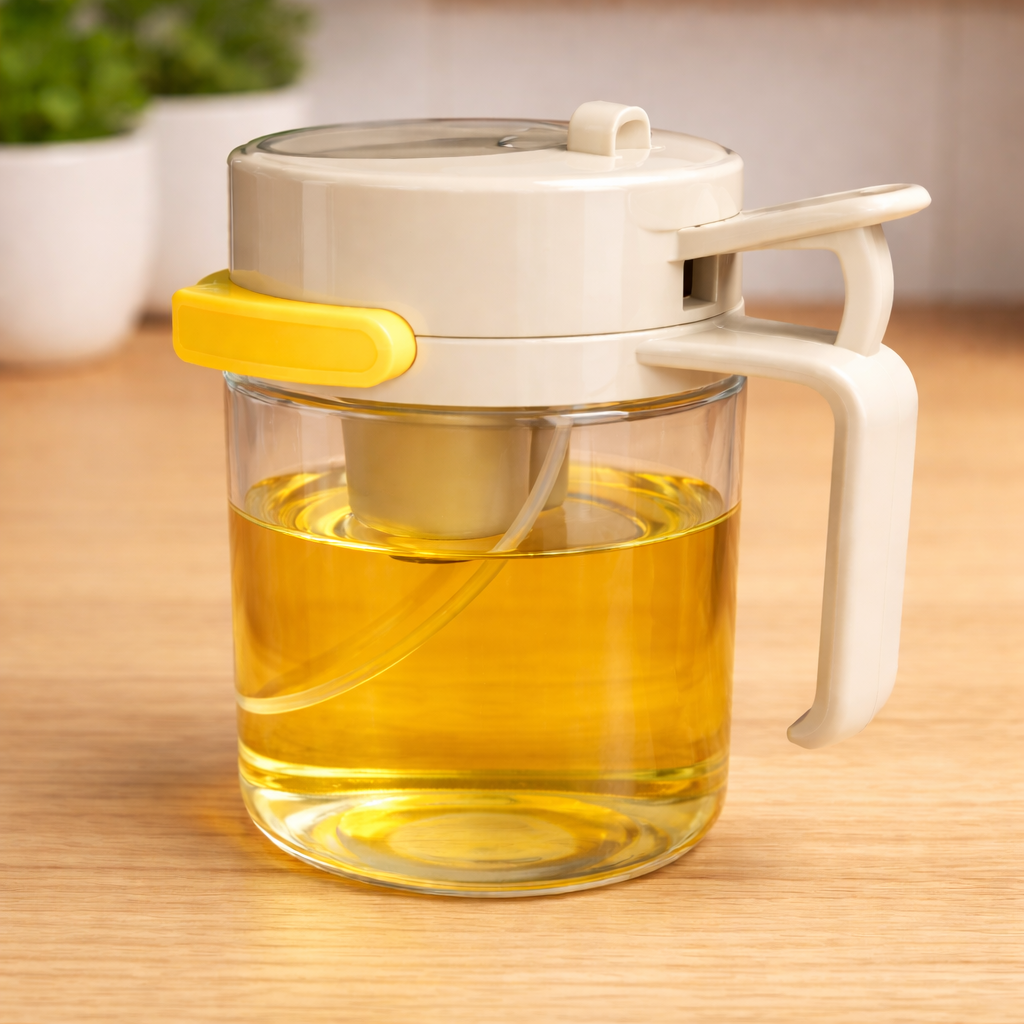 2-in-1 Oil Spray Bottle Dispenser with Handle – Press & Pour Kitchen Oil Container - Habitt