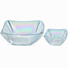 Iridescent Square-Cut 7-Piece Fruit Bowl Set – Silver, Gold & Black  Colour Options (200/105 mml)