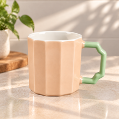 Octagon Mug Beige | Stylish Ceramic Coffee Cup