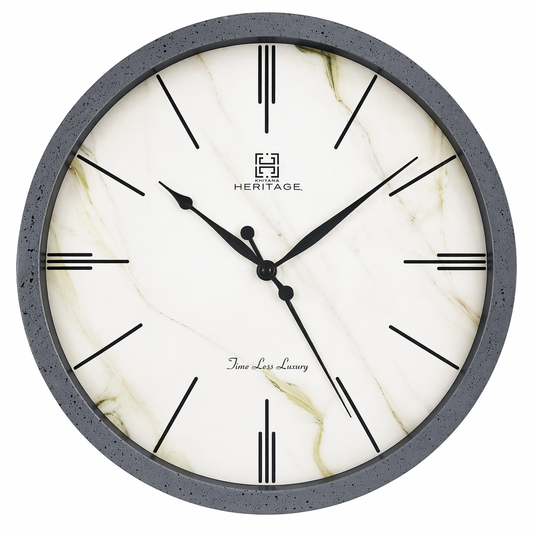 Heritage Scottish Marble Effect Wall Clock 20" – Elegant Quartz Display with Modern Classic Design (Plastic Frame)