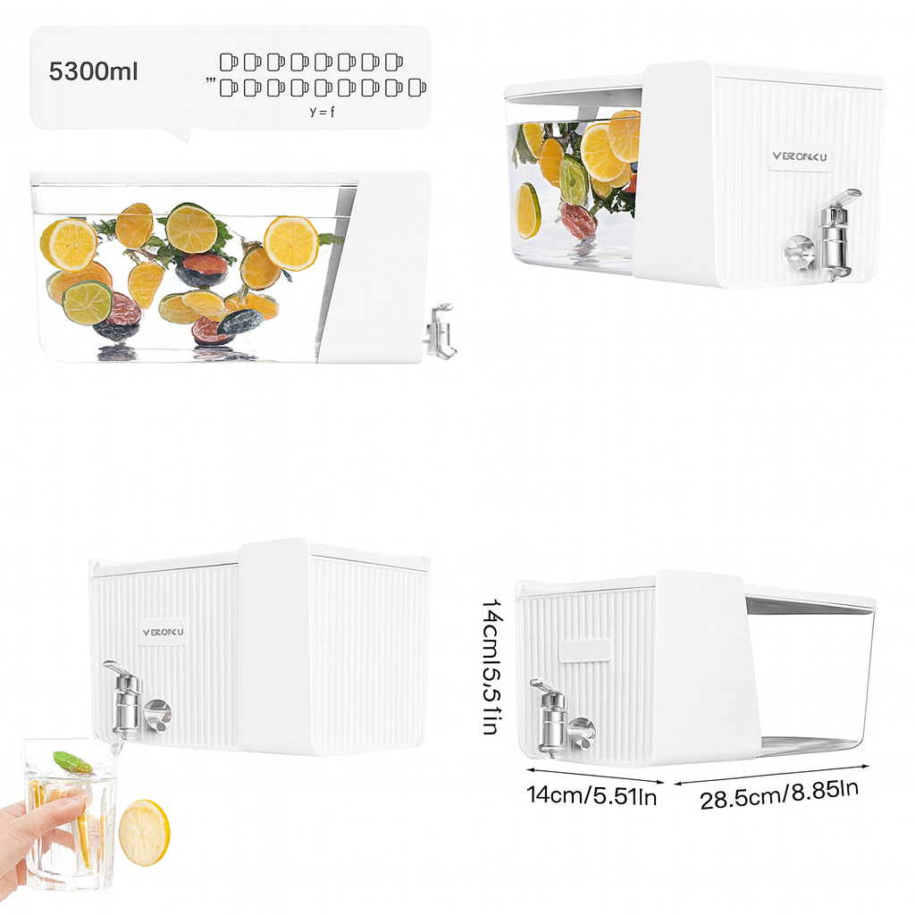 Premium Juice Dispenser 5300ml – Large Capacity Refrigerator Drink Container - Habitt