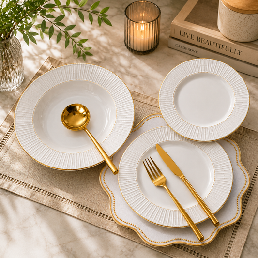 18 PCS Elegant Plate Set – Complete Dinnerware Collection for Dining