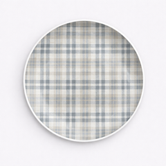 Ceramic Dinner Plate – Classic Grey Check Design - Habitt