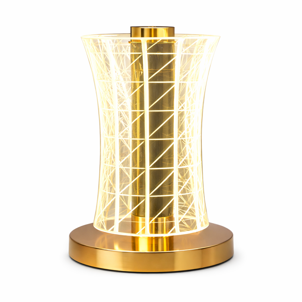 Modern Acrylic LED Table Lamp – Gold Decorative Ambient Desk & Bedside Light - Habitt