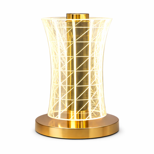 Modern Acrylic LED Table Lamp – Gold Decorative Ambient Desk & Bedside Light - Habitt