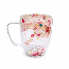 Double Wall Floral Mug – Transparent Tea & Coffee Cup with Dried Flowers