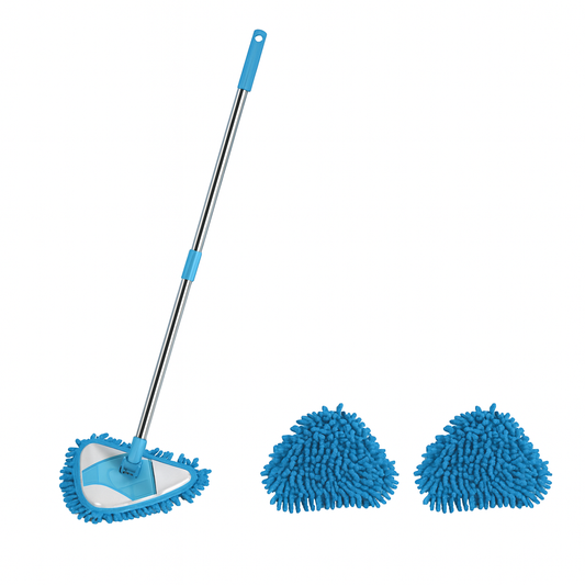 Microfiber Triangle Mop with Extendable Handle – Includes 2 Refill Pads