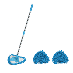 Microfiber Triangle Mop with Extendable Handle – Includes 2 Refill Pads