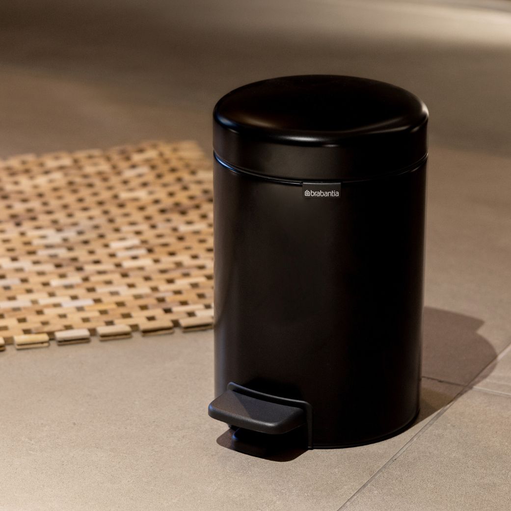 12L Black Stainless Steel Trash Can – Pedal Bin with Soft-Close Lid - Habitt