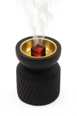 Textured Black Incense Burner with Gold Bowl – Modern Design