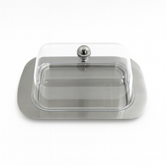 Stainless Steel Butter Dish with Clear Lid – Elegant Tabletop Butter Dish