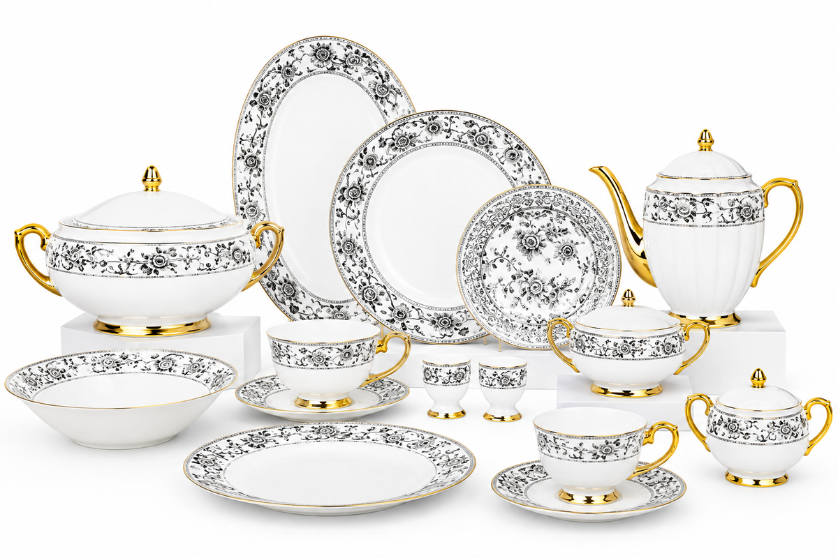 Premium 65-Piece Dinner Set | Elegant Complete Dinnerware & Serving Set