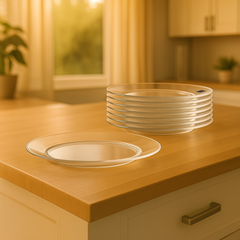 Clear Pressed-Glass Dinner Plate Set – 6-Piece, 234 mm Diameter (Round Serving Plates)