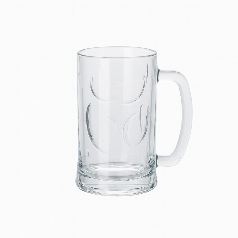 Textured Clear Glass Juice Mug with Handle 400 ml – Set of 6 | Premium Patterned Drinkware for Home & Café - Habitt