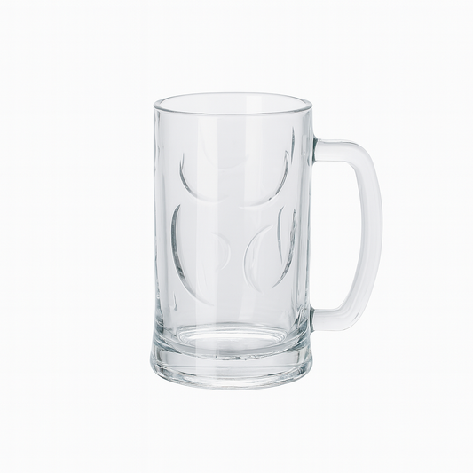 Textured Clear Glass Juice Mug with Handle 400 ml – Set of 6 | Premium Patterned Drinkware for Home & Café