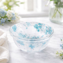 Double Wall Glass Bowl 450ml with Floral Design