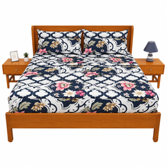 Floral Arch Black & White Double Bed Sheet – Elegant Floral Geometric Design