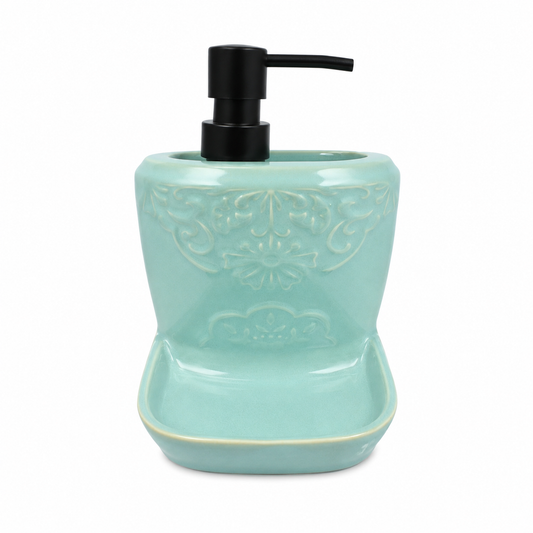 Kitchen Soap Dispenser with Brush & Tray | Countertop Cleaning Organizer