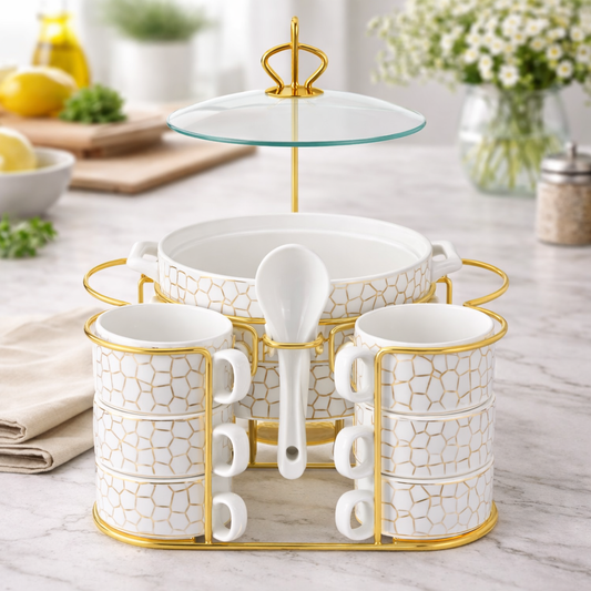 Luxury Gold Pattern Dining Set - Habitt