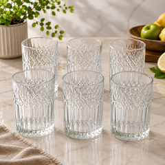 Premium Diamond Cut Tumbler Glass 350 ml – Elegant Everyday Glass for Water, Juice & Soft Drinks