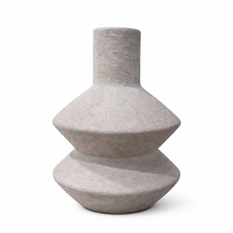 Handcrafted Step Vase – Textured Stone-Finish Decorative Vase (6 Inch Depth)