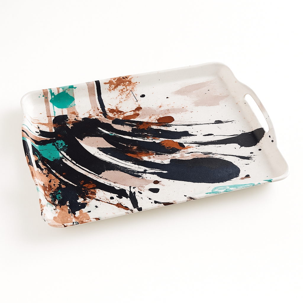 Crystal Serving Tray – Medium Abstract Design