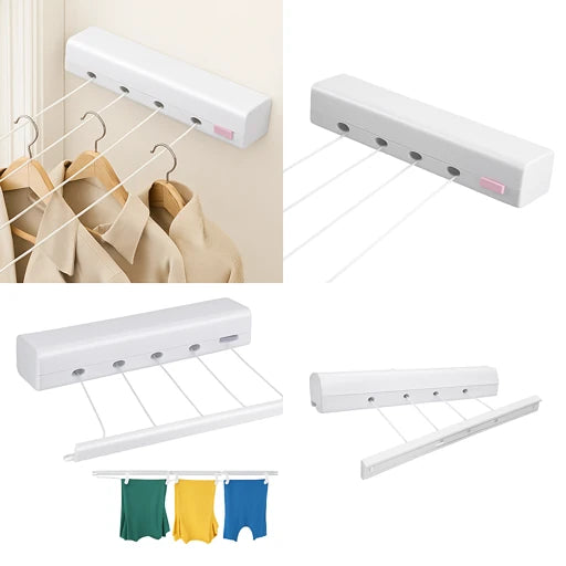 Retractable Wall-Mounted Clothesline | Space-Saving Indoor & Outdoor Drying Line