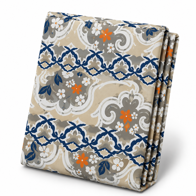 Classic Moroccan Trellis Double Bed Sheet – Elegant Geometric Floral Design