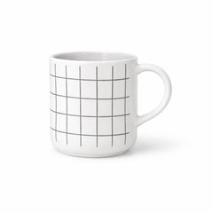 Ceramic Grid Pattern Mug Set – Black & White Coffee Cups