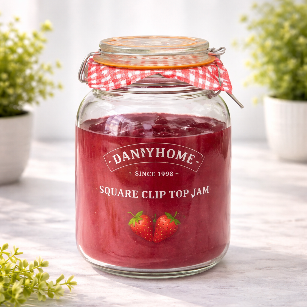Round Clip Top Glass Jar – 1L - Habitt