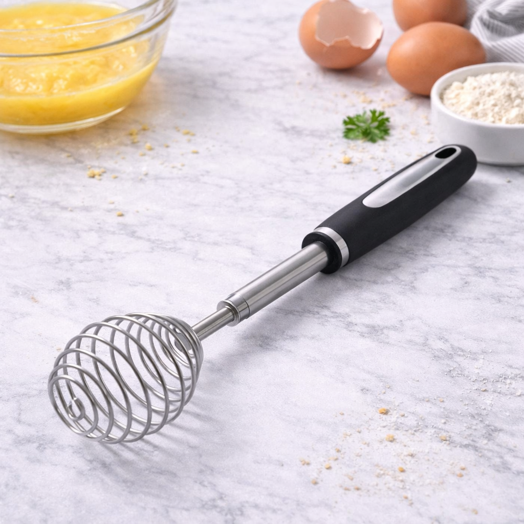 Round Spherical Egg Beater – Stainless Steel Hand Whisk