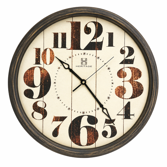 Heritage Oxford 14-Inch Classic Wall Clock – Black Vintage Roman Numeral Dial with Antique Gold Finish - Habitt