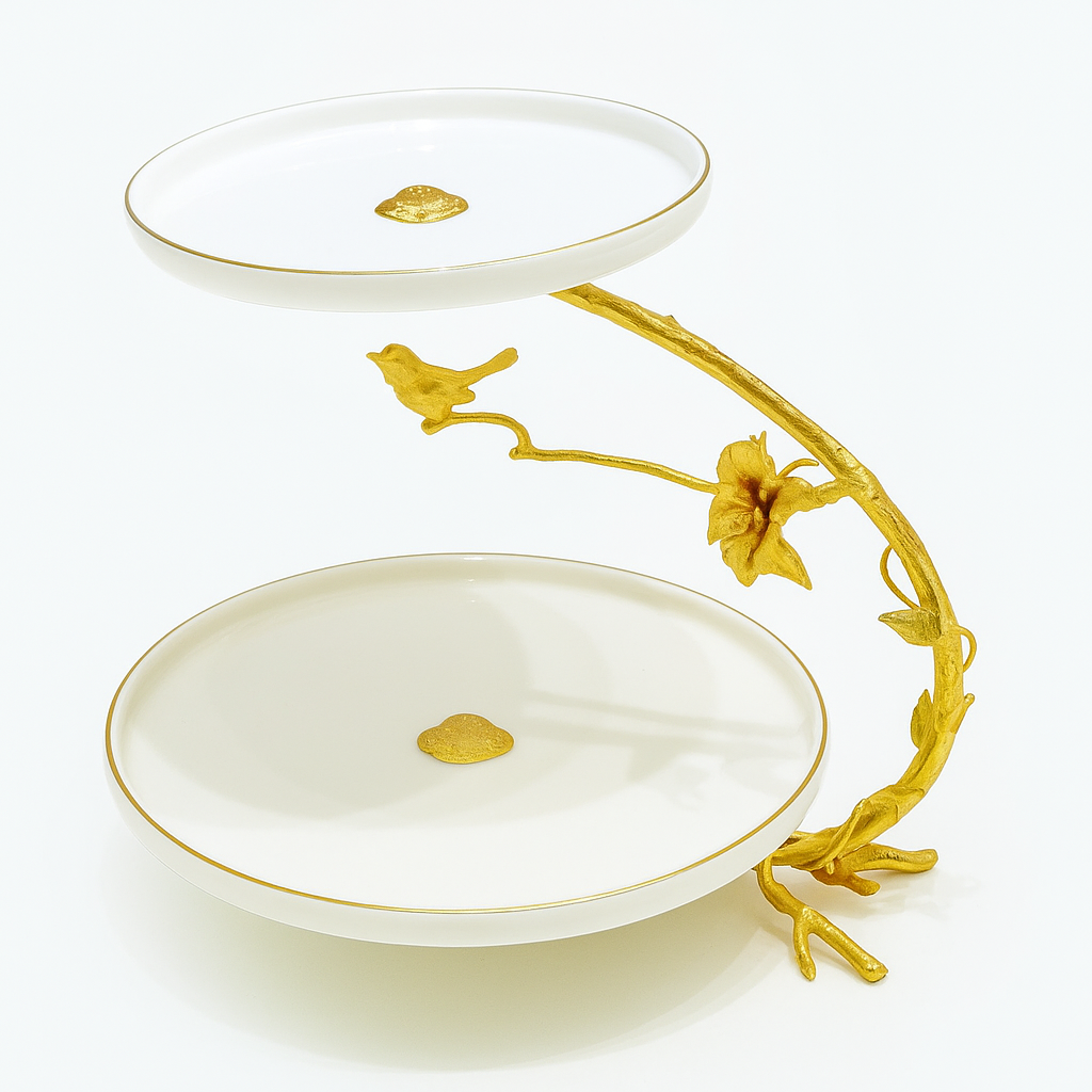 Elegant Gold 2-Tier Platter Stand