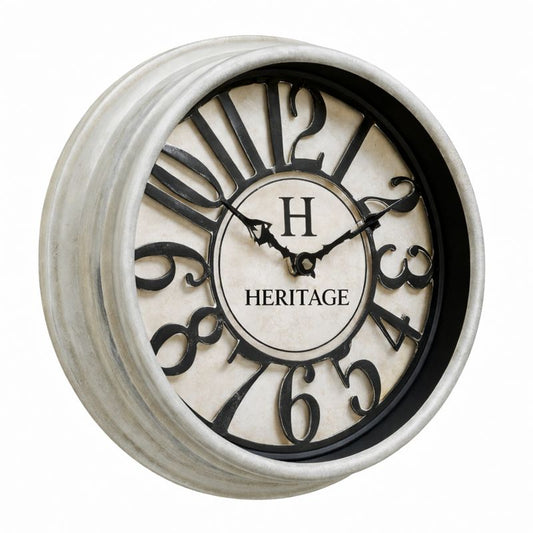 Rustic “Old Town” Wall Clock – 14.5-Inch Vintage Decorative Clock with Raised Numbers & Antique Plastic Frame - Habitt